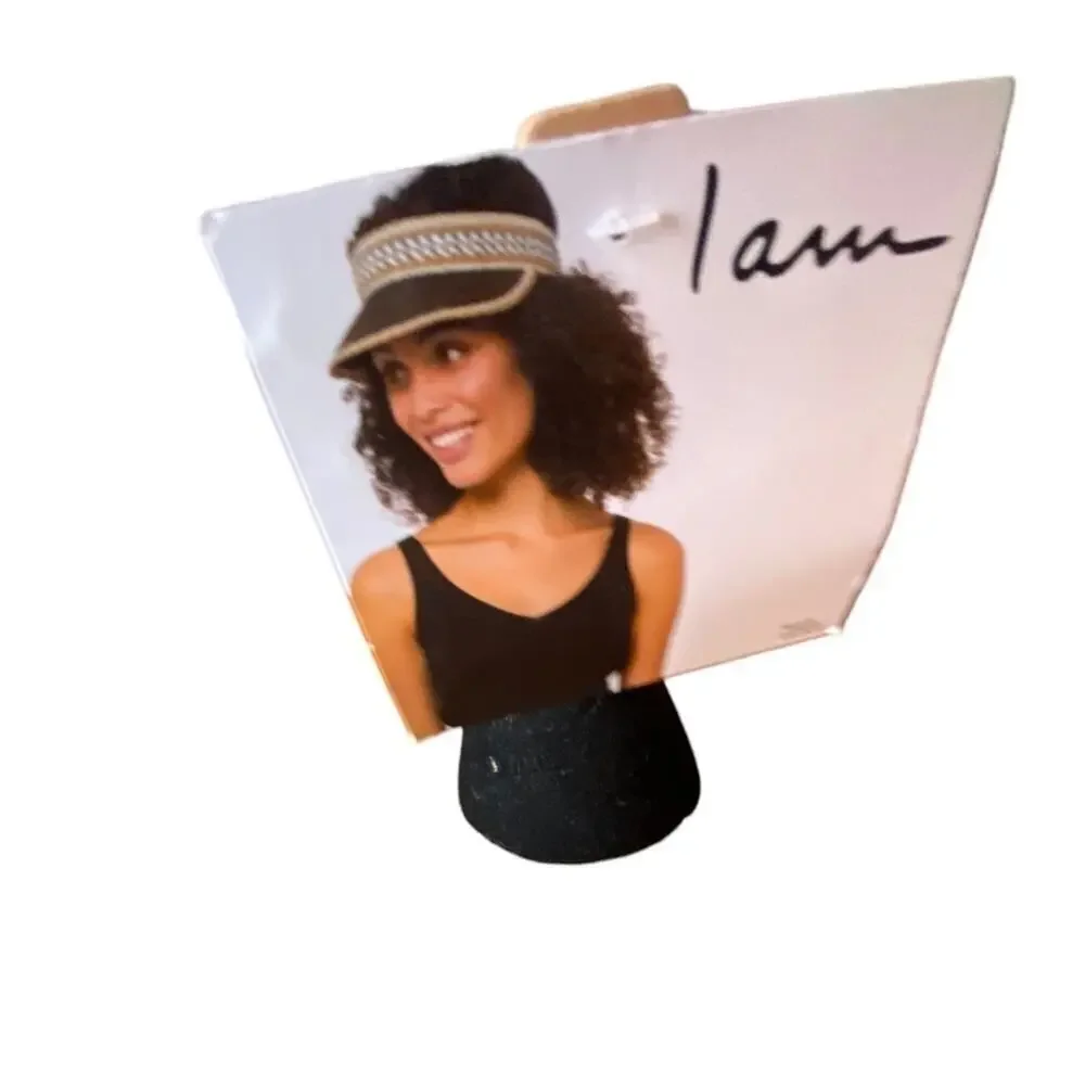 I Am Braided Black and Tan Paper Visor Women's One Size NWT